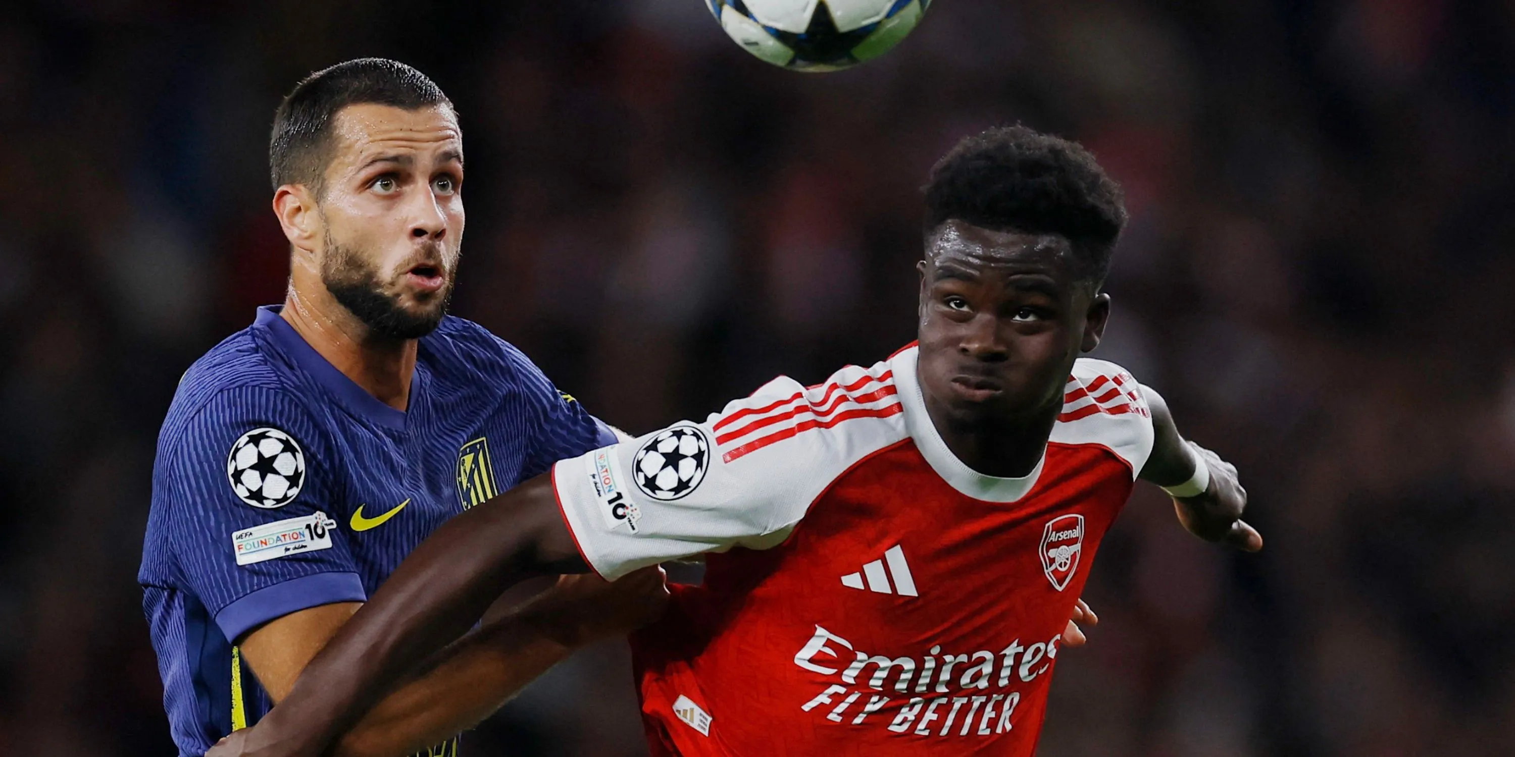 Bukayo Saka thi đấu cho Arsenal tại Vòng bảng Champions League