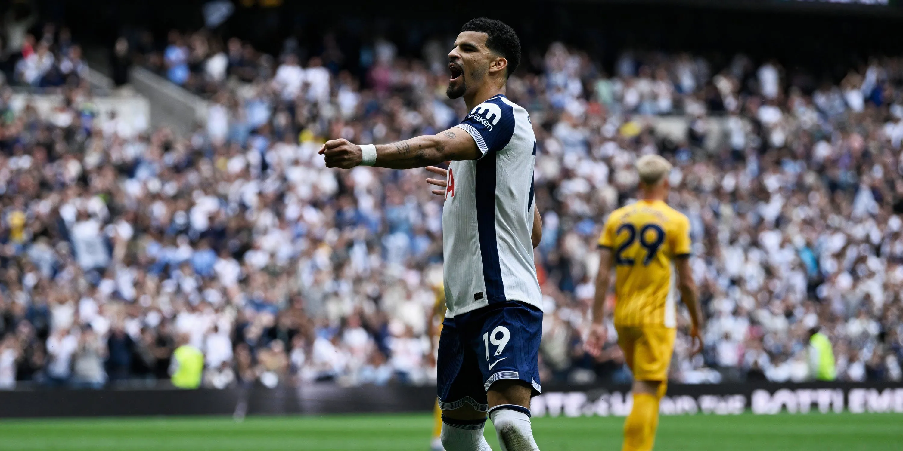 Dominic Solanke ăn mừng bàn thắng cho Tottenham trong một trận đấu trước đây